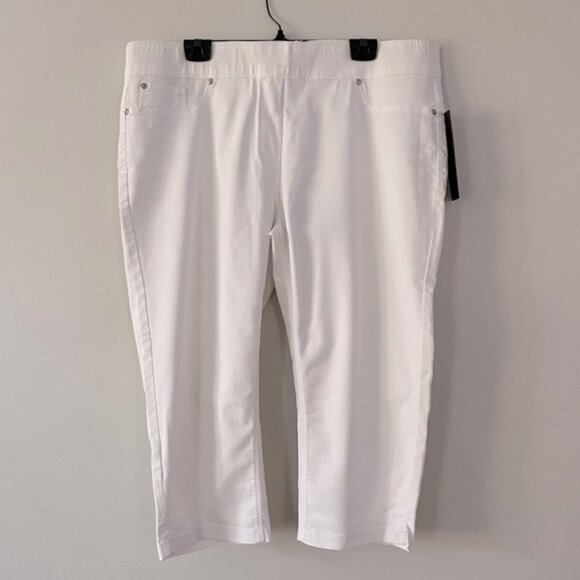 New Bellina White Pull On Stretch Denim Capri Size XL bin 1V - Picture 2 of 3